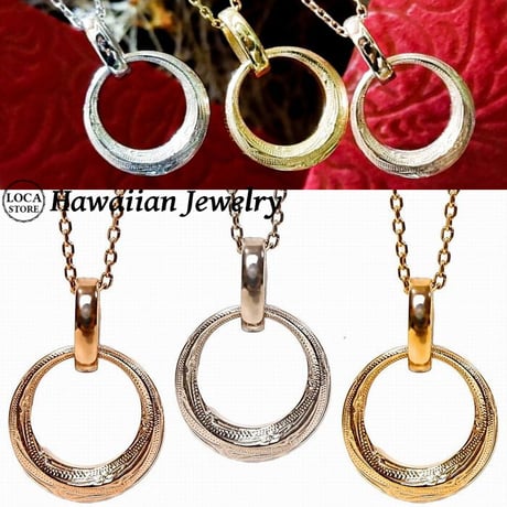 ハワイアンジュエリー ネックレス 金属アレルギー対応 サークルネックレス スクロール 波 サージカルステンレス メンズ レディース アクセサリー インスタ gps81373