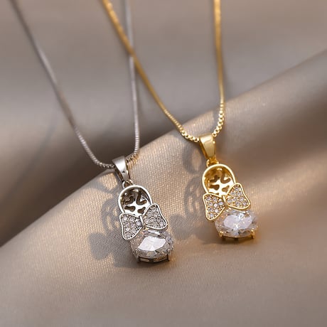 ネックレス サンダルモチーフ CZ チェーン付き ペンダント アクセサリー 合金 K14メッキ シンプル ジュエリー シルバー ゴールド DTC-644446549094