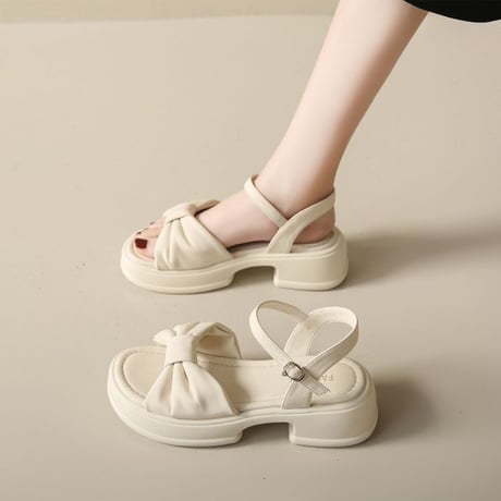 厚底サンダル 22.5～25.0cm アンクルストラップ サンダル オープントゥ 厚底 チャンキーヒール 美脚効果 脚長 トレンド 韓国ファッション レディース DTC-709419895936