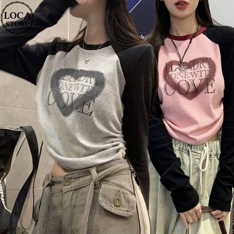 tシャツ 長袖 ドロスト ショート丈 ドローコード ドローストラップ ロンT 韓国ファッション レディース 大人可愛い ガーリー カジュアル DTC-701979946262