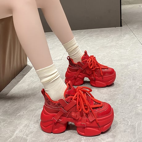 厚底 ダッドスニーカー グリッター 22.0～24.5cm スパンコール ラメ シューズ 厚底スニーカー スニーカー カジュアル 韓国ファッション レディース DTC-756833443111