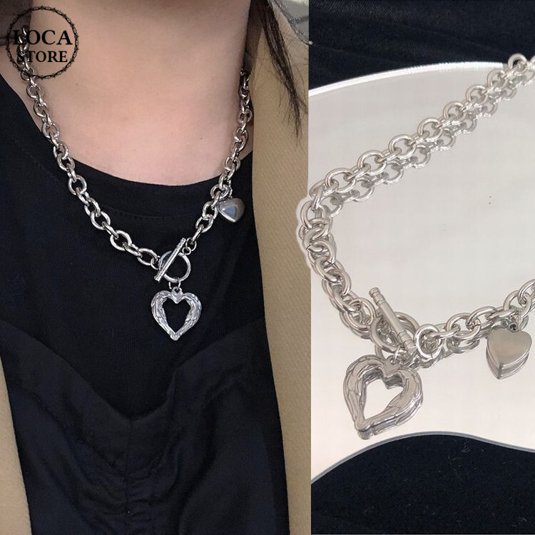 マンテル ハート ネックレス Tバー チョーカー 金属アレルギー対応