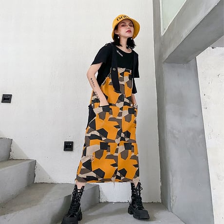 迷彩 デニム ジャンパースカート サロペット 韓国ファッション レディース オーバーオール サスペンダースカート 大人カジュアル 大人可愛い DTC-614196661734
