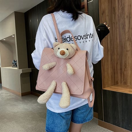 クマのぬいぐるみ 2WAYバッグ ハンドバッグ バッグパック リュックサック ミニバッグ アニマルバッグ シンプル 鞄 レトロ DTC-624226656714