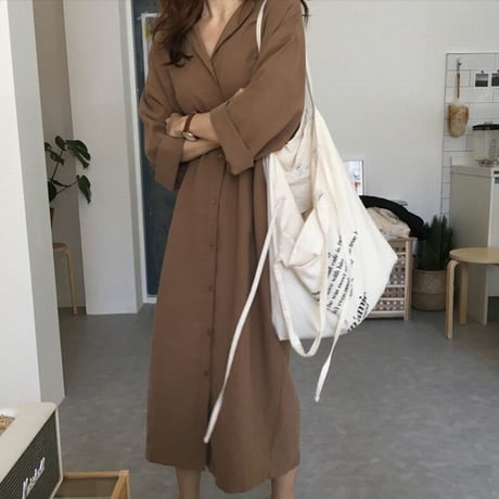 2WAY シャツワンピース ロングシャツ コート 薄手 ワンピース ルーズ 七分袖 レトロ 韓国ファッション レディース 大人可愛い ガーリー DCT-576487405143