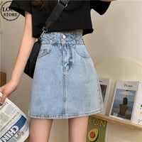 デニムスカート ハイウエスト Aライン デニム ミニ丈 ミニスカート レトロ 韓国ファッション レディース 大人可愛い ガーリー カジュアル DTC-670799811575