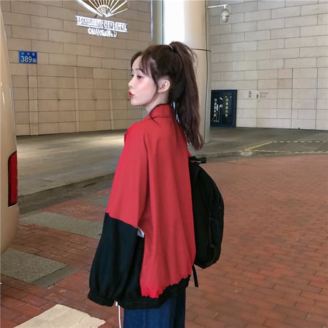 スポーツジャケット 韓国ファッション レディース ジャンバー ウインドブレーカー ライトアウター ジッパー ゆるかわ シンプル 春 秋 冬 韓国 (DTC-604833960608)
