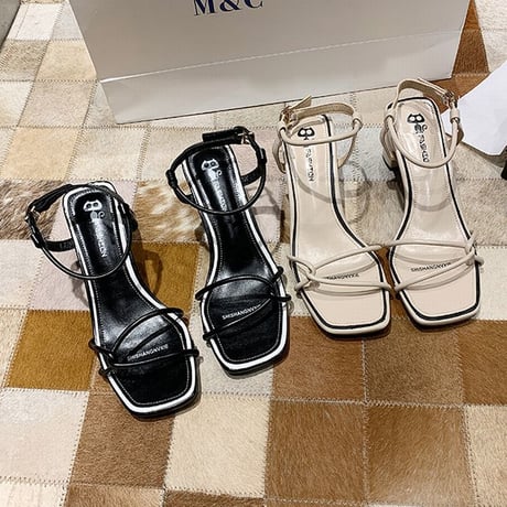 サンダル アンクルストラップ チャンキーヒール 6cm 韓国ファッション レディース ストラップ パンプス キュート 痛くない かわいい 靴 歩きやすい 614220846719