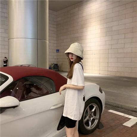 レディース 可愛いクマプリント Tシャツ ラウンドネック ゆったり 半袖 インスタ映え 韓国ファッション ホワイト ピンク (DCT-596629678942)