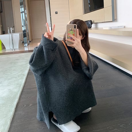 【選べる5カラー】セーター ボリューム袖 韓国ファッション レディース ニット ウール ラウンドネック シンプル ガーリー カジュアル (DTC-606691751341_02)