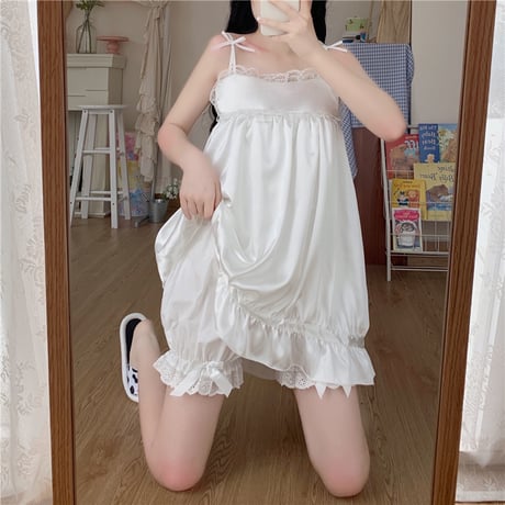 ルームウェア パジャマ セットアップ トップス ＋ ショートパンツ 上下セット スリング フリル キャミソール 韓国ファッション レディース 部屋着 ガーリー DTC-640168716314