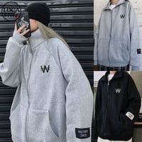 ユニセックス スウェット ジャケット ジップアップ ハイネック 長袖 オーバーサイズ ゆったり 韓国ファッション レディース カジュアル ストリートファッション DTC-652511935653