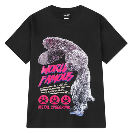 ユニセックス Tシャツ 半袖 メンズ レディース ラウンドネック ラビット うさぎ スマイリー プリント オーバーサイズ 大きいサイズ ルーズ ストリート TBN-621606200602