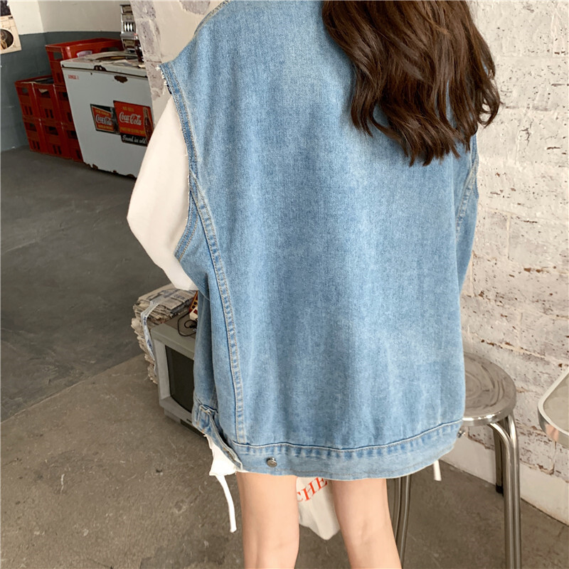 YENN SLEEVELESS DENIM JK タックデニムベスト　ノーカラー YENN SLEEVELESS DENIM JK タックデニムベスト ノーカラー