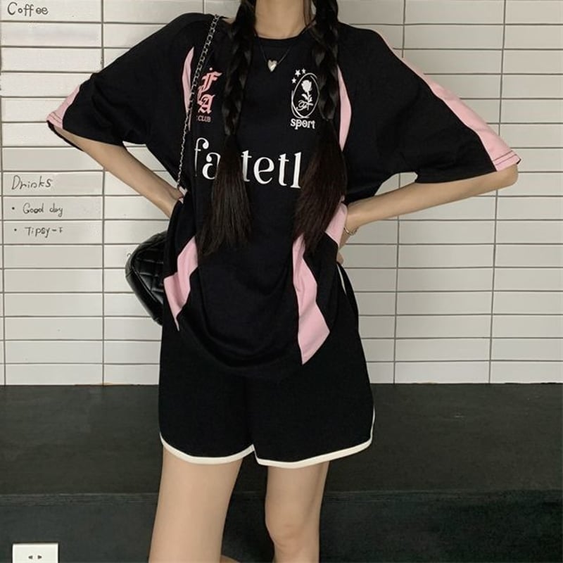 Tシャツ ユニフォーム風 オーバーサイズ サイドライン バイ