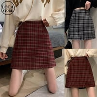 チェック柄 スカート ハイウエスト ミニスカート 台形スカート Aライン レトロ 韓国ファッション レディース 大人可愛い ガーリー DTC-650941727391