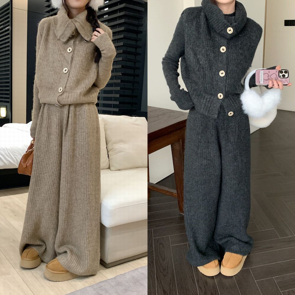セットアップ ニット 3点セット ベスト ニットセーター ワイドパンツ 