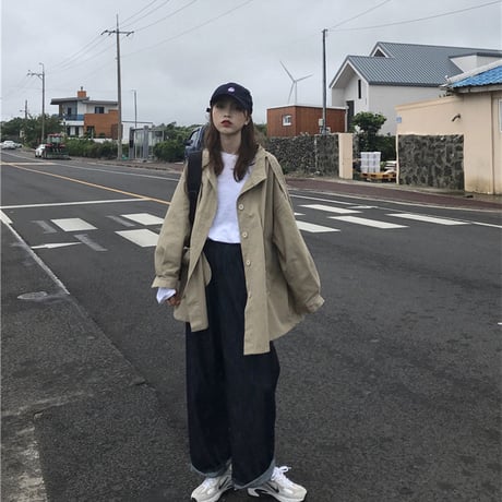 レディース ジャケット トレンチコート ミドル丈 トレンチ ミドル コート 春 秋 冬 アウター ゆったり 薄手 韓国 韓国ファッション (DTC-602275859505)
