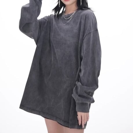 5カラー ユニセックス ロンT ウォッシュ加工 ヴィンテージ風 長袖 tシャツ トップス オーバーサイズ ルーズ カジュアル ストリート系ファッション DTCA-723009132142