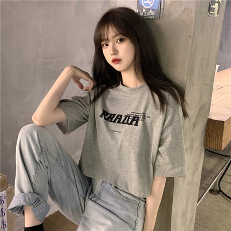 クロップド丈 Tシャツ 半袖 へそ出し ラウンドネック 韓国ファッション レディース ショート丈 トップス カットソー 夏 大人可愛い ガーリー DTC-637698084949