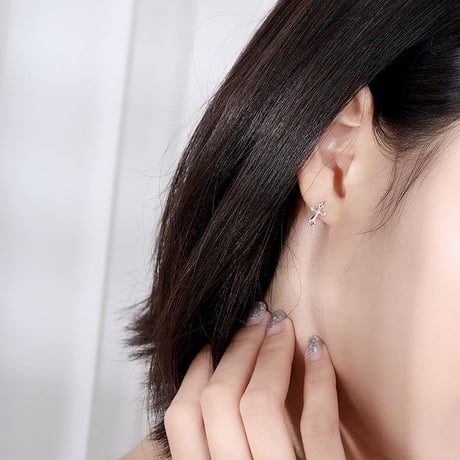 ピアス 片耳 クロス スターリングシルバー フープピアス シルバー925 アクセサリーDTC-624147972428)