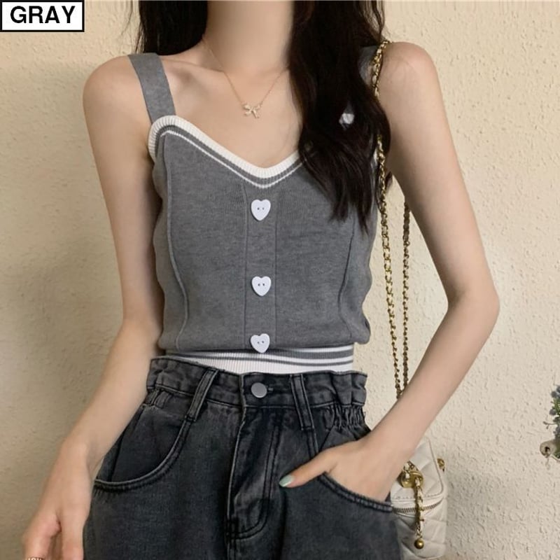 ニットタンクトップ ニットキャミソール ニットベスト ハート型