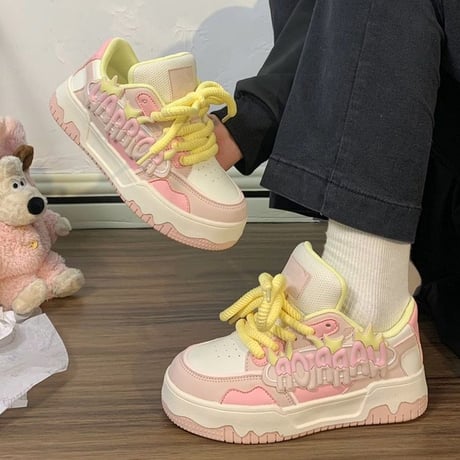 厚底スニーカー 22.5～25.0cm かわいい レースアップ ダッドスニーカー プラットフォーム 厚底 スニーカー シューズ 韓国ファッション レディース DTCA-802807652354