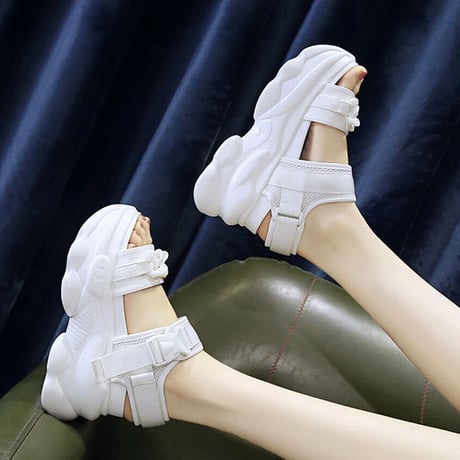 スポサン 22.0～24.5cm 厚底 スポーツサンダル チェーンモチーフ サンダル 厚底サンダル 厚底 カジュアル 歩きやすい 韓国ファッション レディース DTC-646236609861