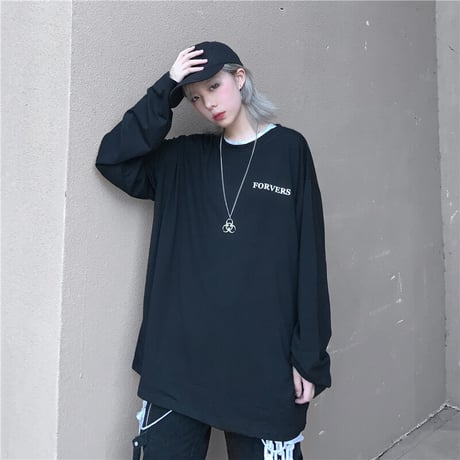 ユニセックス 長袖 Tシャツ メンズ レディース 英字 バックプリント ロンT オーバーサイズ 大きいサイズ ストリート TBN-610491915745