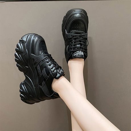 厚底 ダッドスニーカー 22.0～24.5cm レースアップ スニーカー ダッドシューズ スポーツ 厚底スニーカー カジュアル 靴 韓国ファッション レディース DTC-733970773004
