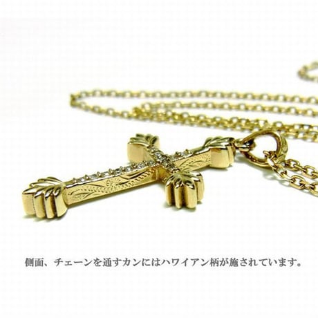 【ハワイアンジュエリー / HawaiianJewelry】 ネックレス リバーシブル レディース メンズ ペア ゴールド シルバー クロス 石インスタ (gps81010)