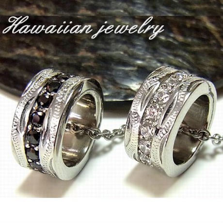 HawaiianJewelry ハワイアンジュエリー ネックレス 金属アレルギー対応 スクロール 波 キュービックジルコニア サージカルステンレス アクセサリー メンズ レディース gps8722