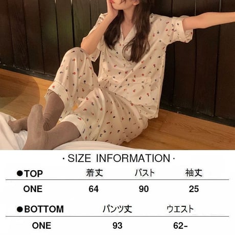 花柄 ルームウェア パジャマ セットアップ 半袖 ウエストゴム 部屋着 上下セット 韓国ファッション レディース 大人可愛い ガーリー フェミニン DTC-679682038500