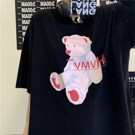 ユニセックス tシャツ クマちゃん ベアー ルーズ 韓国ファッション メンズ レディース オーバーサイズ トップス 大きめ カジュアル ストリートファッション DTC-642775642182