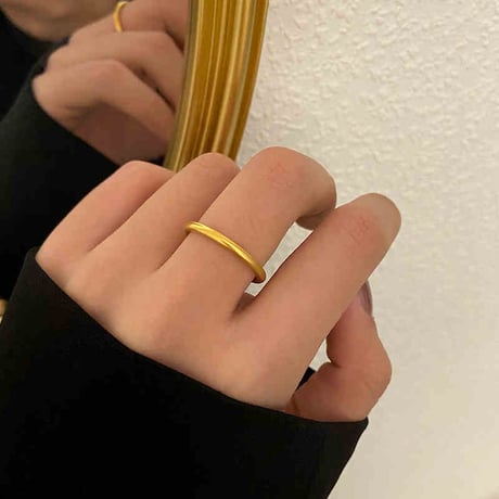 ラウンドリング 金属アレルギー対応 ゴールド リング 指輪 アクセサリー シンプル チタン アクセサリー 韓国アクセサリー DTC-638316782475