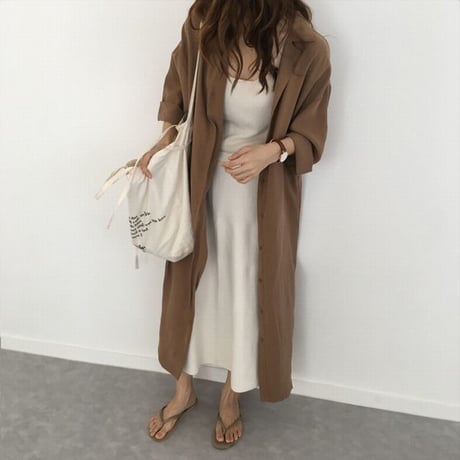 2WAY シャツワンピース ロングシャツ コート 薄手 ワンピース ルーズ 七分袖 レトロ 韓国ファッション レディース 大人可愛い ガーリー DCT-576487405143