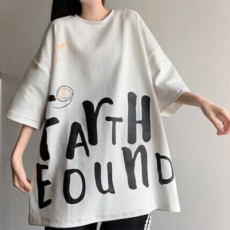 Tシャツ 半袖 英字プリント オーバーサイズ 韓国ファッション レディース カットソー トップス カジュアル ストリートファッション DTC-639781711694
