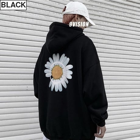 ユニセックス プルオーバー パーカー 裏起毛 韓国ファッション メンズ レディース 花びら オーバーサイズ ストリート DTC-609498793301