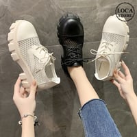 メッシュシューズ レースアップ 厚底 通気性 韓国ファッション レディース メッシュ ローファー 歩きやすい カジュアル 623881281667