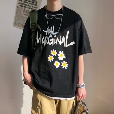 Tシャツ 半袖 メンズ レディース ユニセックス 英字 花 フラワープリント オーバーサイズ 大きいサイズ ルーズ ストリート TBN-614814663557