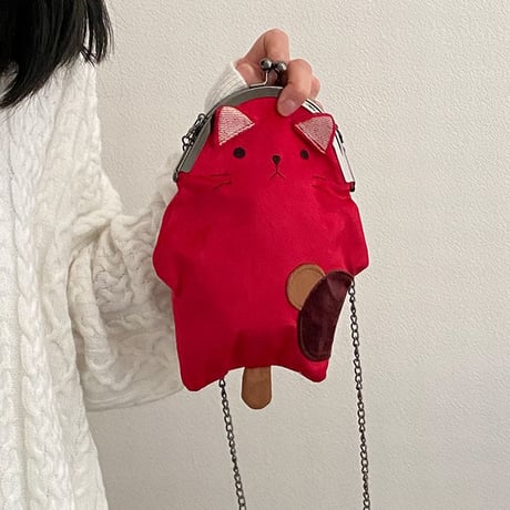 ショルダーバッグ ミニバッグ がま口 猫 ネコ 斜め掛け 肩掛け シンプル ユニーク かわいい レトロ ガーリー DTC-586650712312