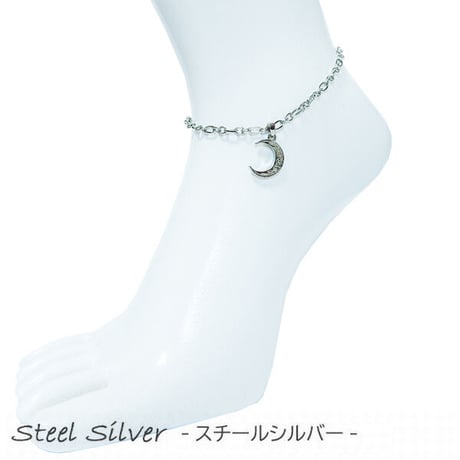 ハワイアンジュエリー アンクレット 金属アレルギー対応 ムーン 月 三日月 スクロール サージカルステンレス アクセサリー シルバー ゴールド ピンクゴールド Ank-jyx40-8911