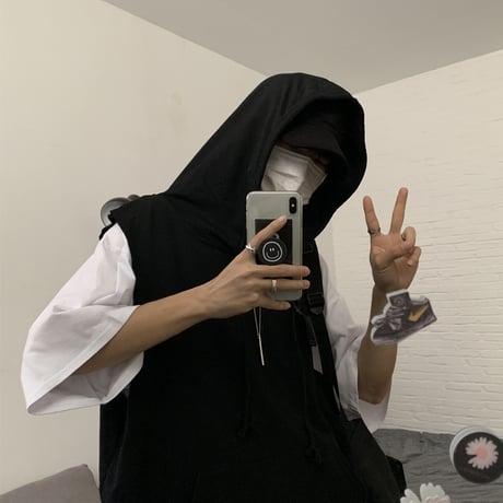 フード付き ベスト ユニセックス メンズ レディース プルオーバー 無地 オーバーサイズ 大きいサイズ ルーズ ストリート TBN-622664618988
