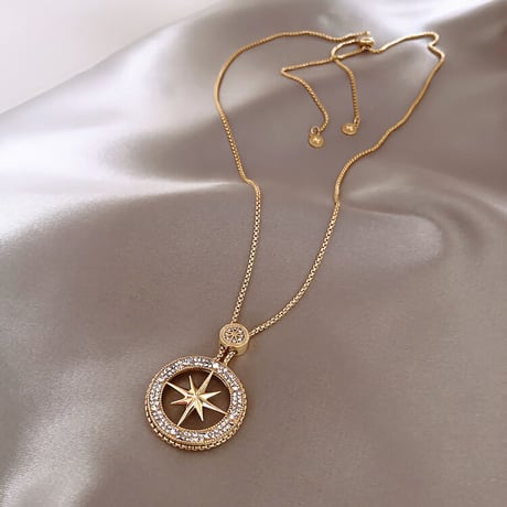 ネックレス 八芒星 オクタグラム チェーン付き シンプル 韓国アクセサリー ペンダント 合金 アクセサリー ジュエリー DTC-609022606051