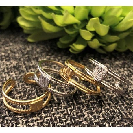 【ハワイアンジュエリー / HawaiianJewelry】 リング/指輪 リバーシブル フリーサイズ K14 イエローゴールド コーティング インスタ (grs8601)