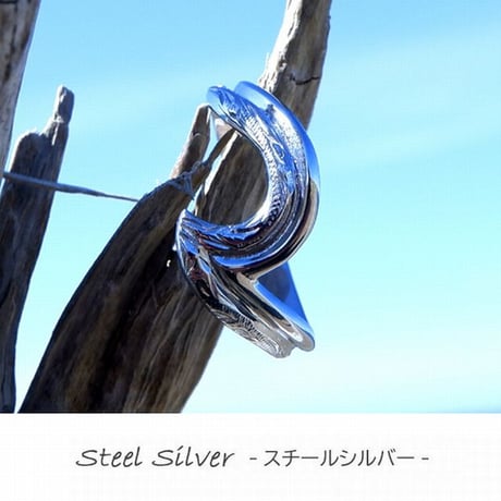 ハワイアンジュエリー リング 指輪 スクロール ウェーブ 金属アレルギー対応 メンズ レディース サージカル ステンレス 316L PVD シルバー ゴールド ピンクゴールド grs8708