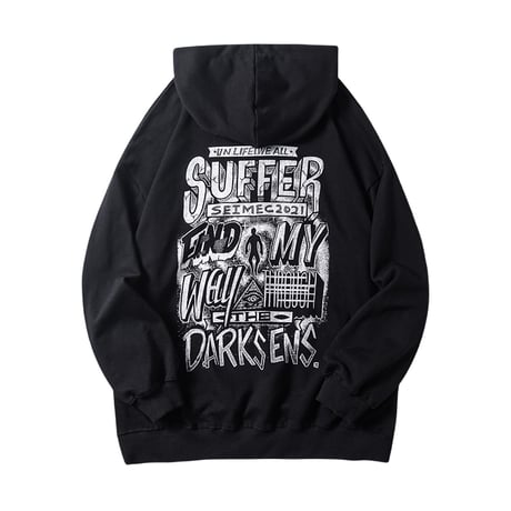 ユニセックス パーカー プルオーバー バックプリント 裏起毛 プラスベルベット オーバーサイズ 韓国ファッション メンズ レディース カジュアル ストリート系 DTC-660142335806