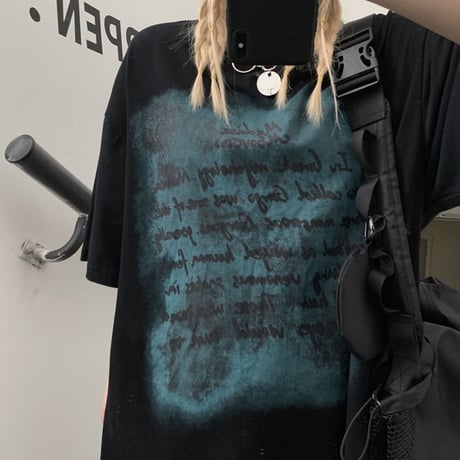 ユニセックス Tシャツ 半袖 レタープリント 英字 ラウンドネック オーバーサイズ トップス 大きめ カジュアル ストリートファッション DTC-640058576164