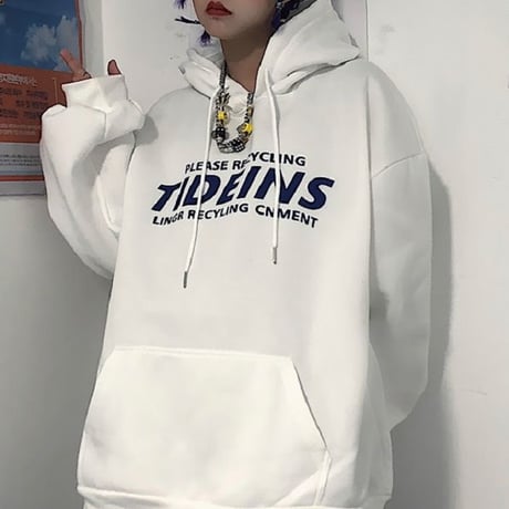 ユニセックス パーカー プルオーバー プラスベルベット ホワイト グレー 長袖 オーバーサイズ ゆったり カジュアル ストリートファッション DTC-606297076811
