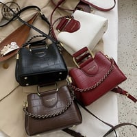2WAY ハンドバッグ ショルダーバッグ ファスナー ミニバッグ スクエアバッグ バッグ 鞄 レトロ ブラック ホワイト ブラウン ワインレッド DTC-625751564330